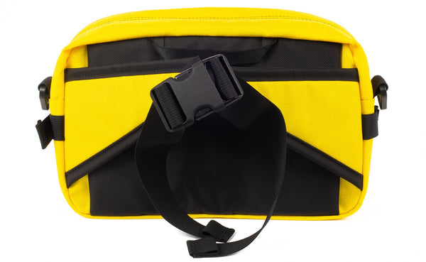 The LGD in Canary. Back view, showing the hide-away padded hip belt.